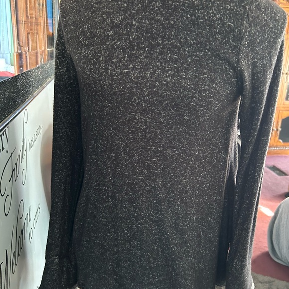 Women's Black Sweater with Gray Fur Trim - Picture 3 of 6